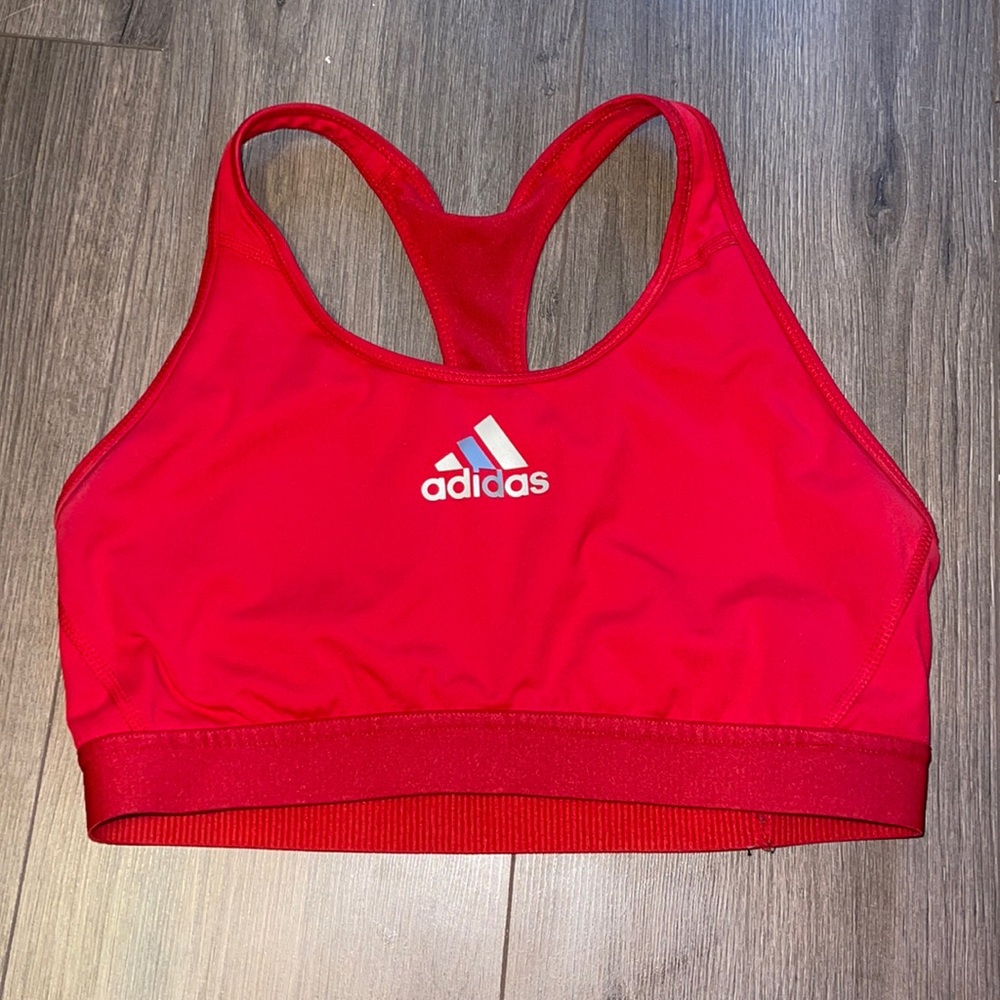 Red adidas sports bra